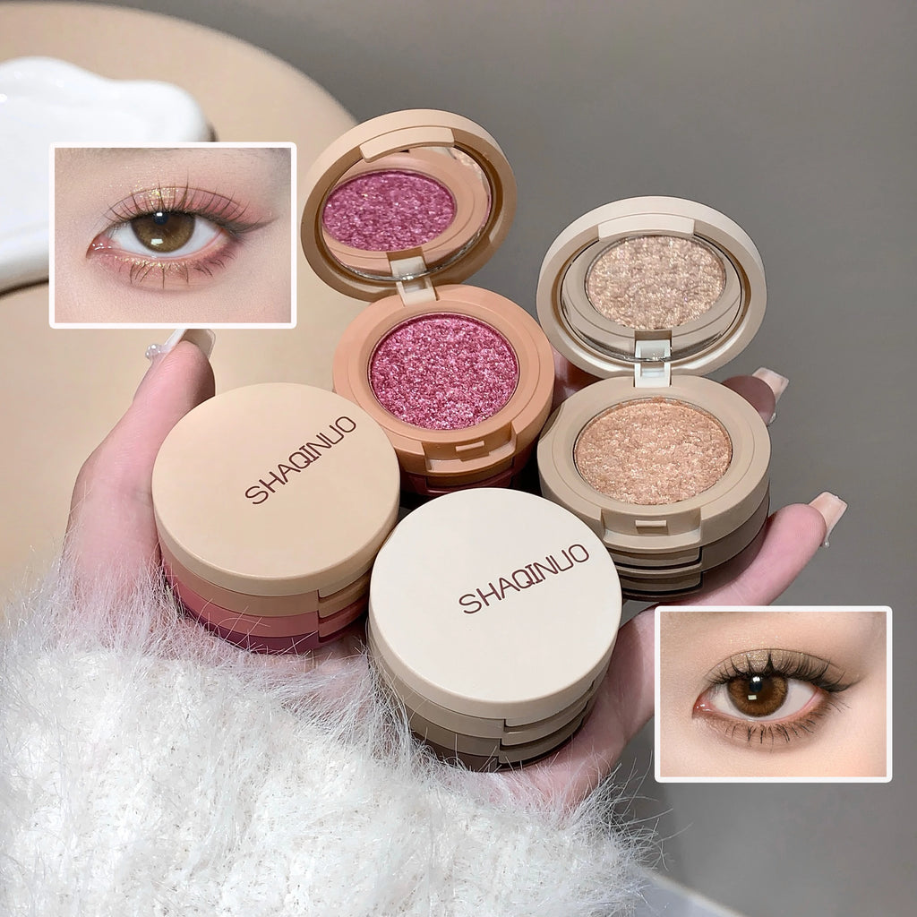 SHAQINUO Three-color Flip-top Eyeshadow Matte Pearlescent Earth-tone Qme