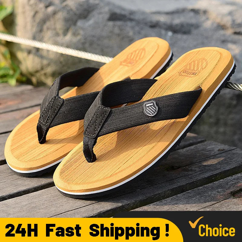 Hot High Quality Men Beach Shoes Summer Casual Flat Slippers Male Indoor Bathroom Anti-Slip Flip Flops Man Flip-Flops Men Sandal Qme