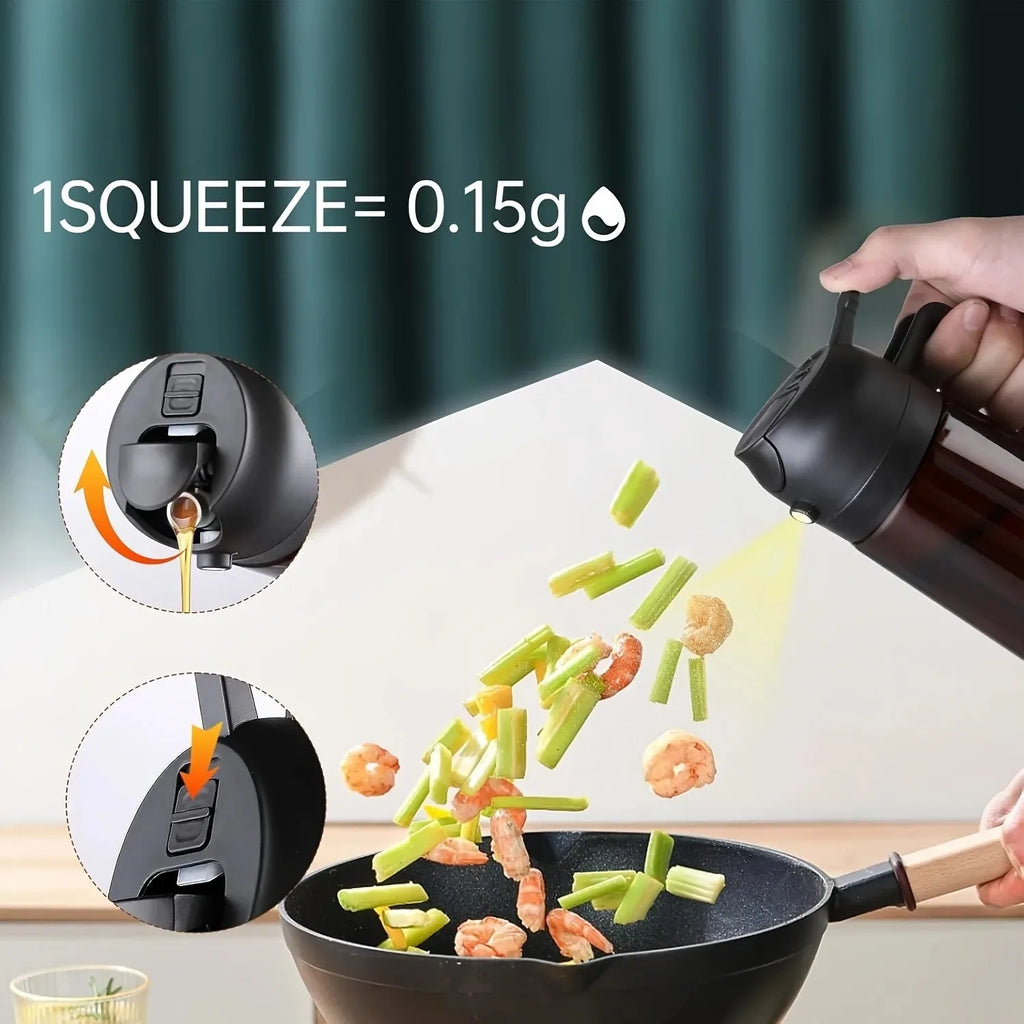 2-in-1 Light Blocking Brown Oil Sprayer Cooking Olive Dispenser Qme