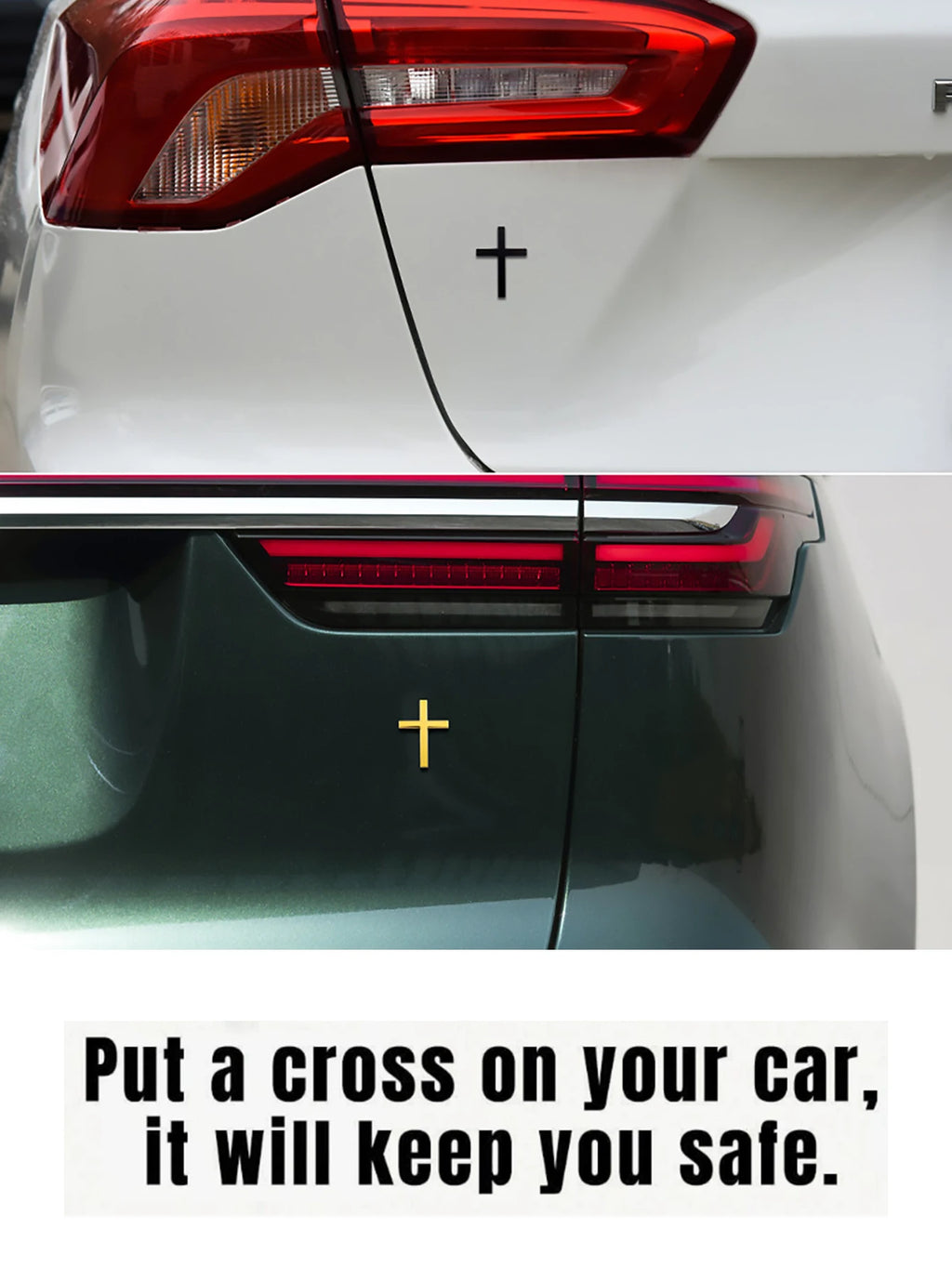Metal Cross Car Bumper Sticker Rear Decor Scratch Protection Cover Qme
