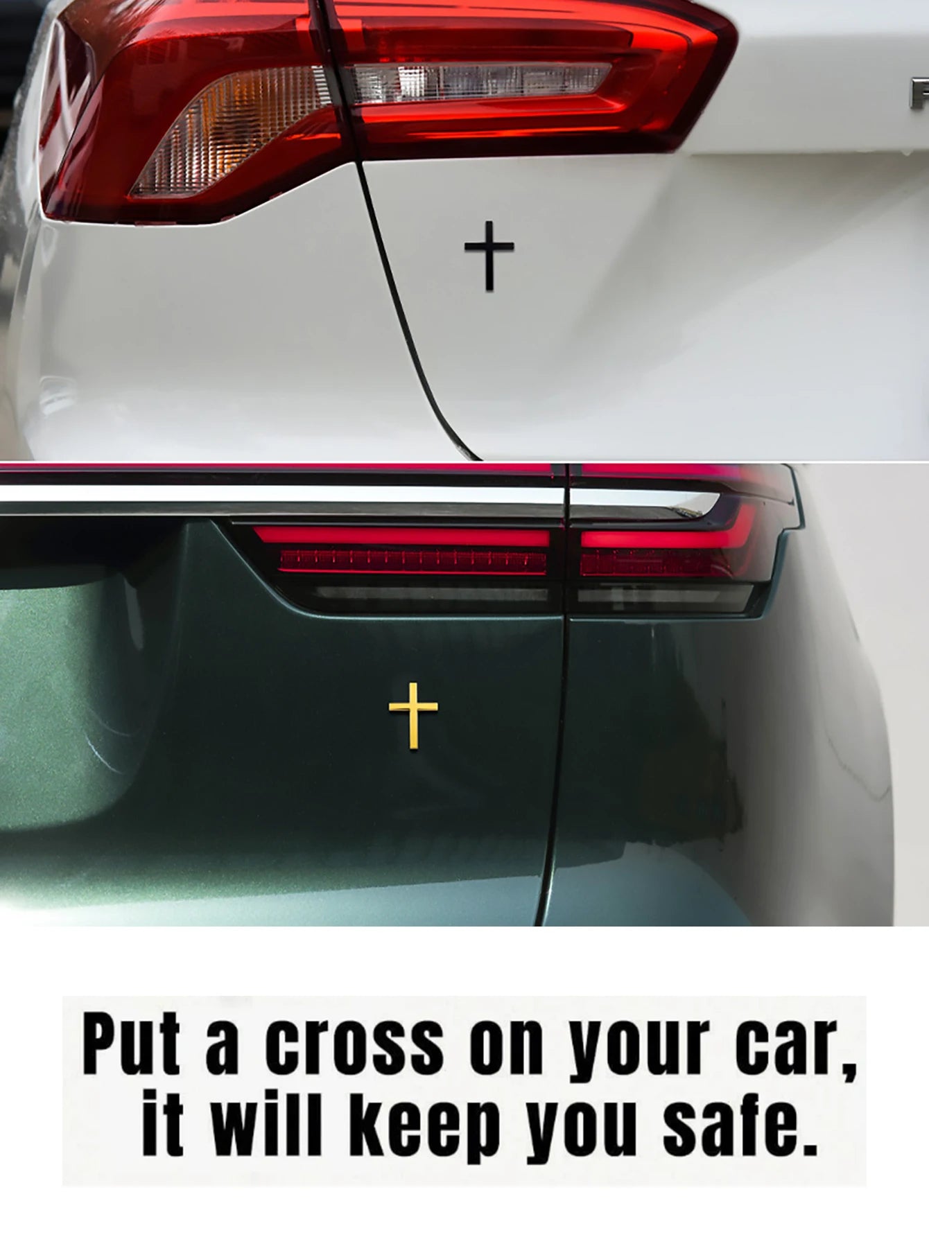 Metal Cross Car Bumper Sticker Rear Decor Scratch Protection Cover Qme