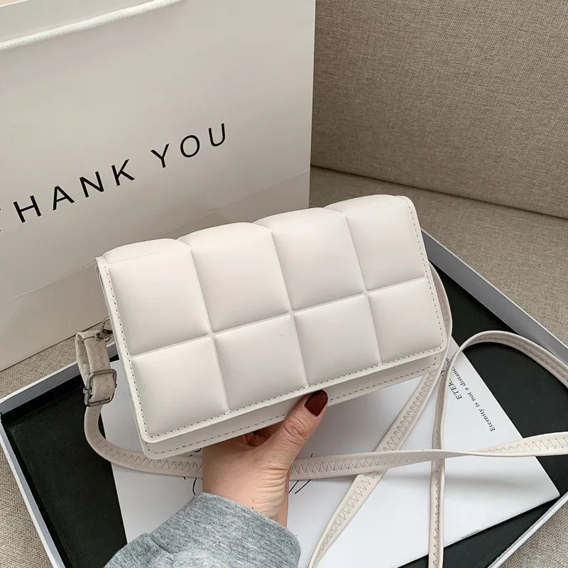 Large Square Women's Bag Premium Feel Popular Small Portable Qme WHITE