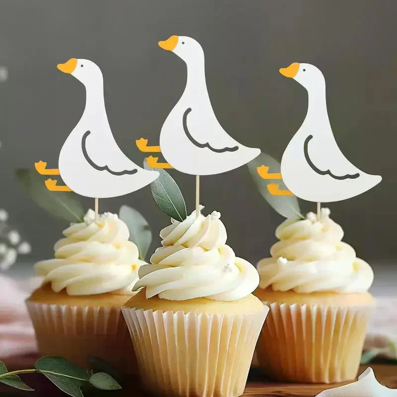 24pcs Silly Goose Cake Birthday Cakeate Insert Card Birthday Cakeateating Cupcake Toppers Kids Birthday Qme