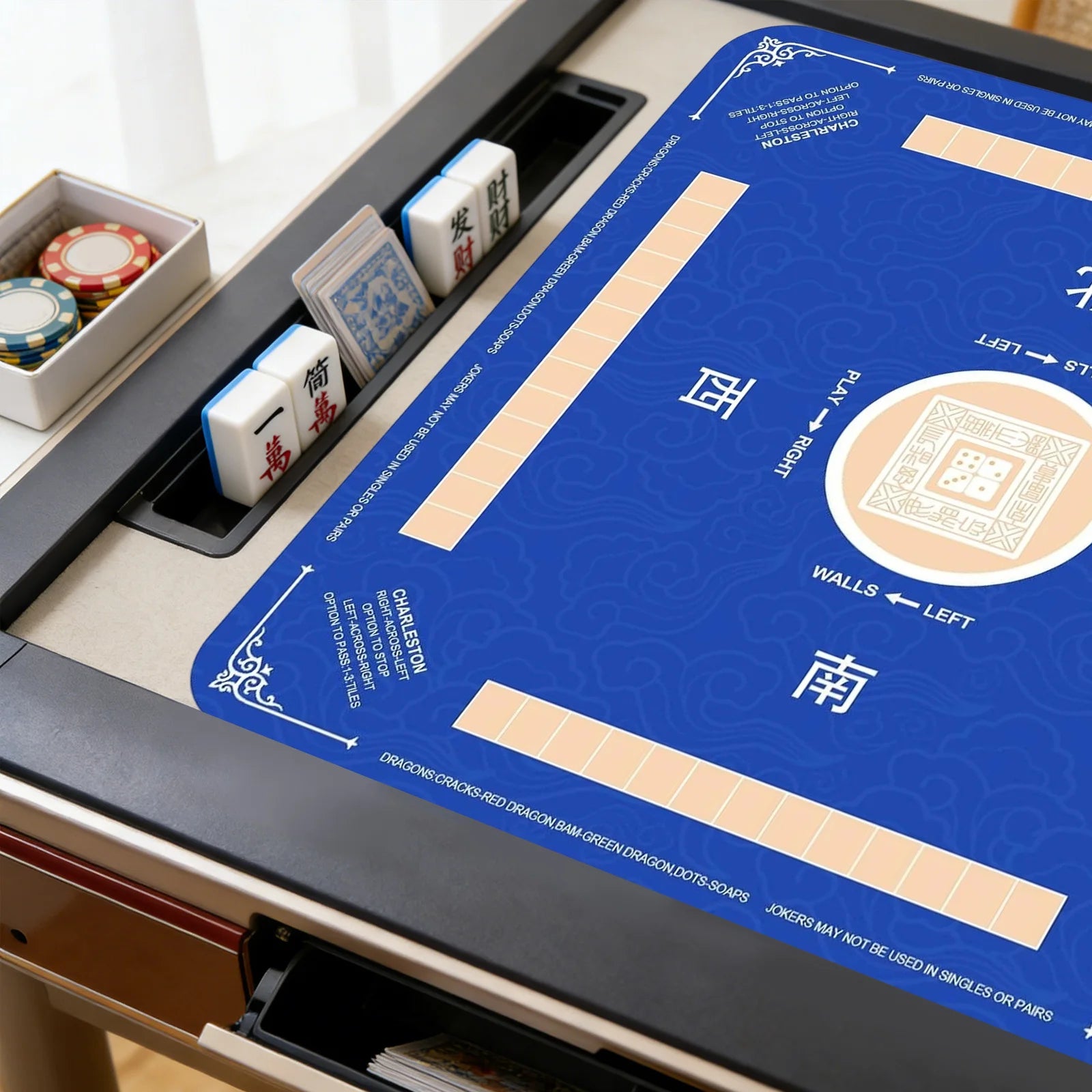 Square Noise Reduction Anti-Slip Wear-Resistant Poker Mahjong Mat Multipropose Home Office Decorative Tablecloth Qme