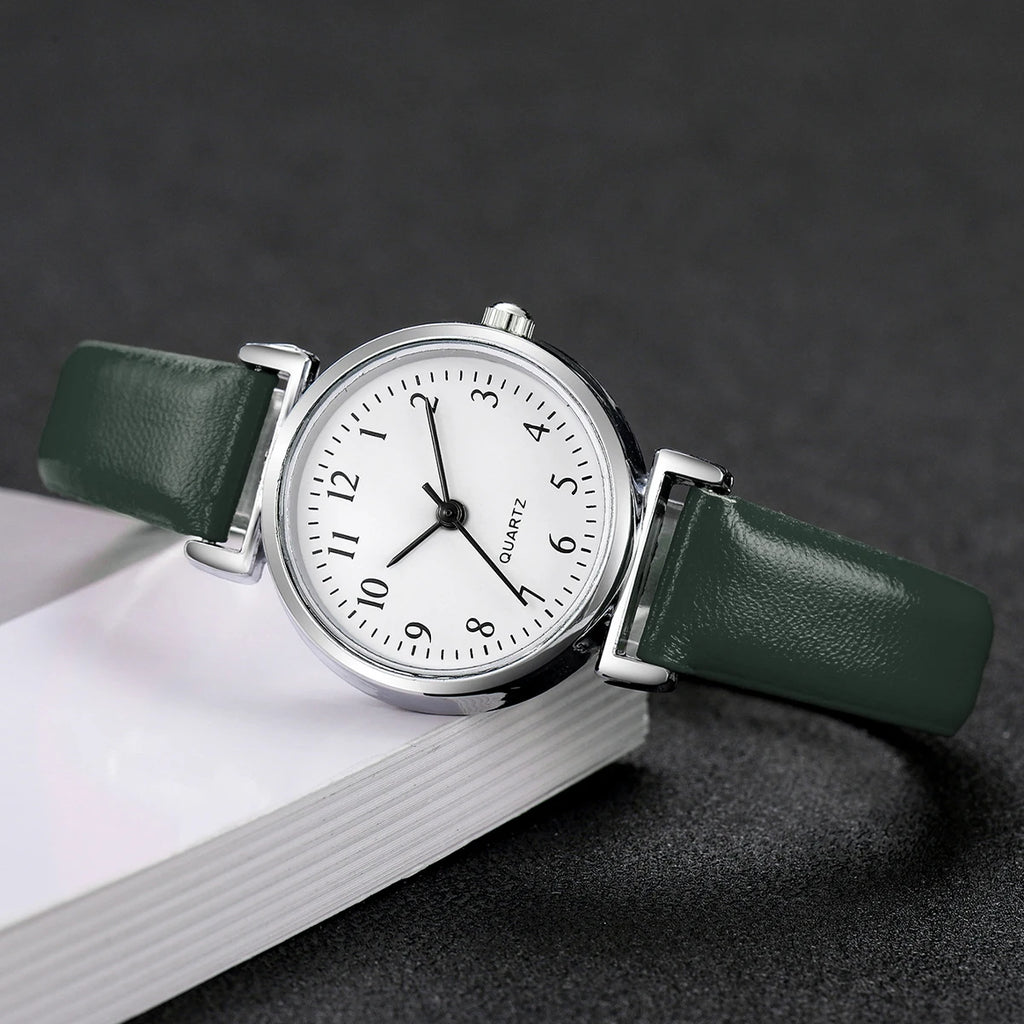 Moda pequeno mostrador feminino relógios simples pulseira de couro analógico relógio de pulso de quartzo para senhoras reloj muj Qme