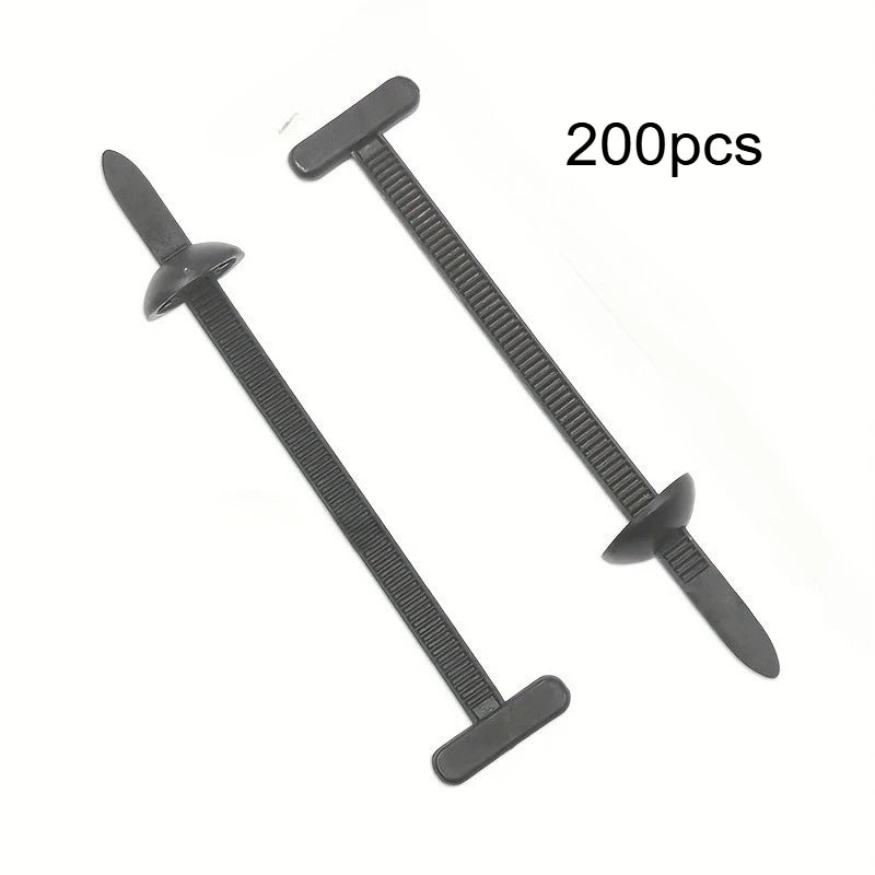 100/200pcs T Shape Cable Zip Ties With Fixed Base Mounting Self Locking Plastic Wire Clips For Car Wiring Harness Organizer Qme 200pcs
