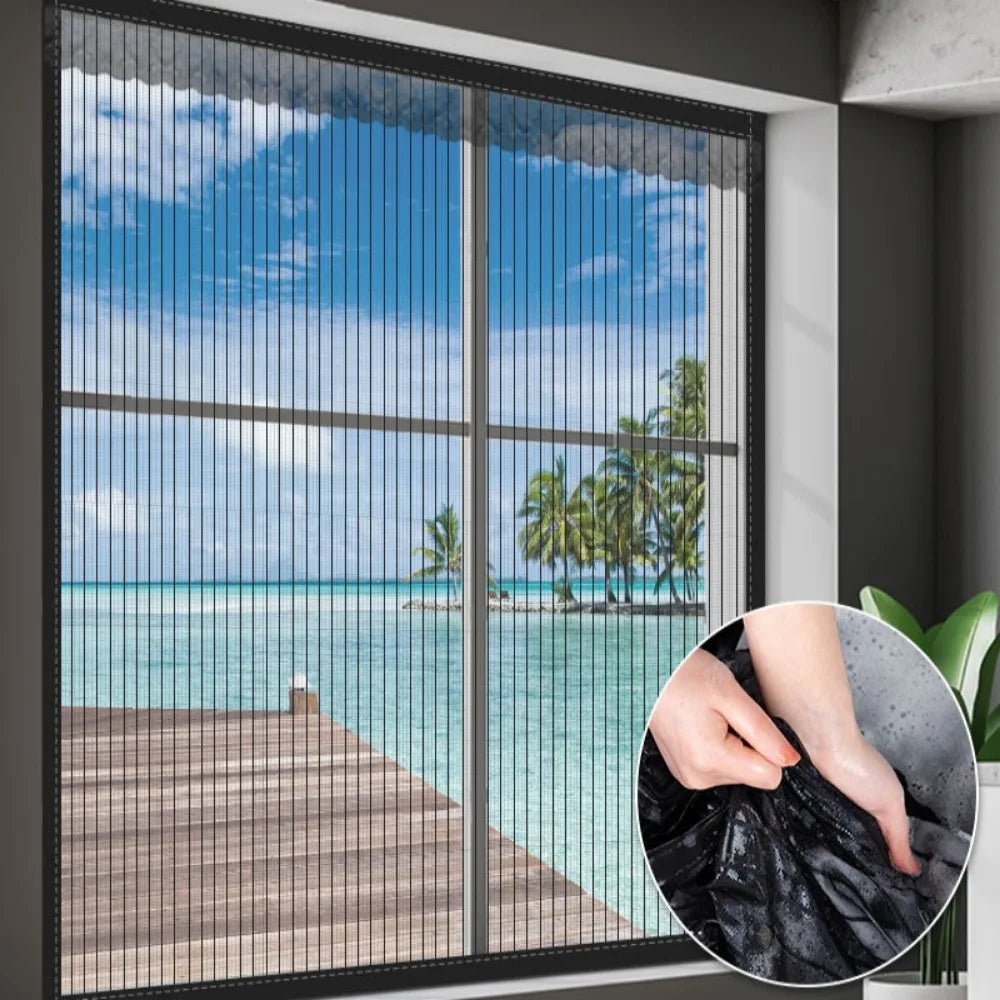 Summer Self-adhesive Window Screen Anti-Mosquito Prevent Flying Insects Invisible Mesh Curtains Removable Magnetic Screen Window Qme