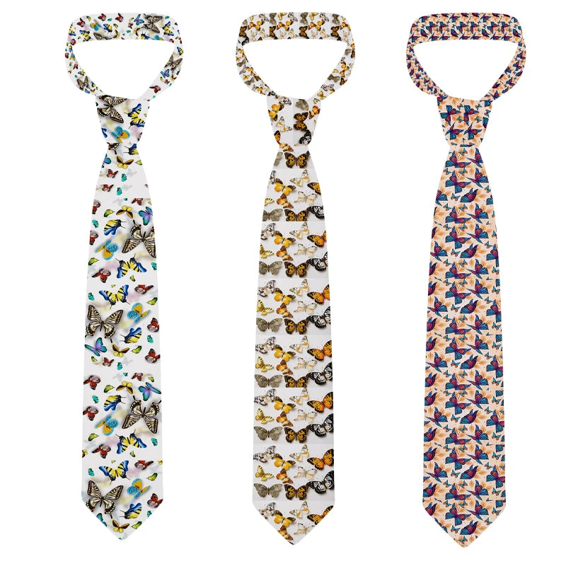 Romantic Butterfly Printed Tie Fashion Casual 3D Men's Unique Qme
