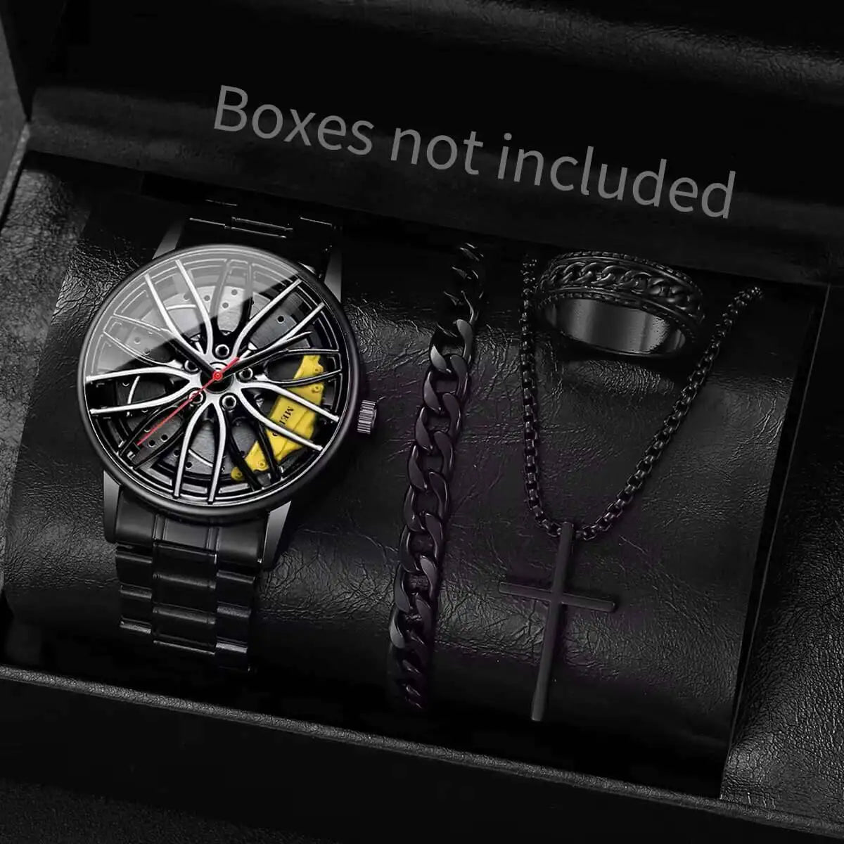 Trendy brand sports car wheel clamp design, trendy student watch, 3D racing elements Qme yellow