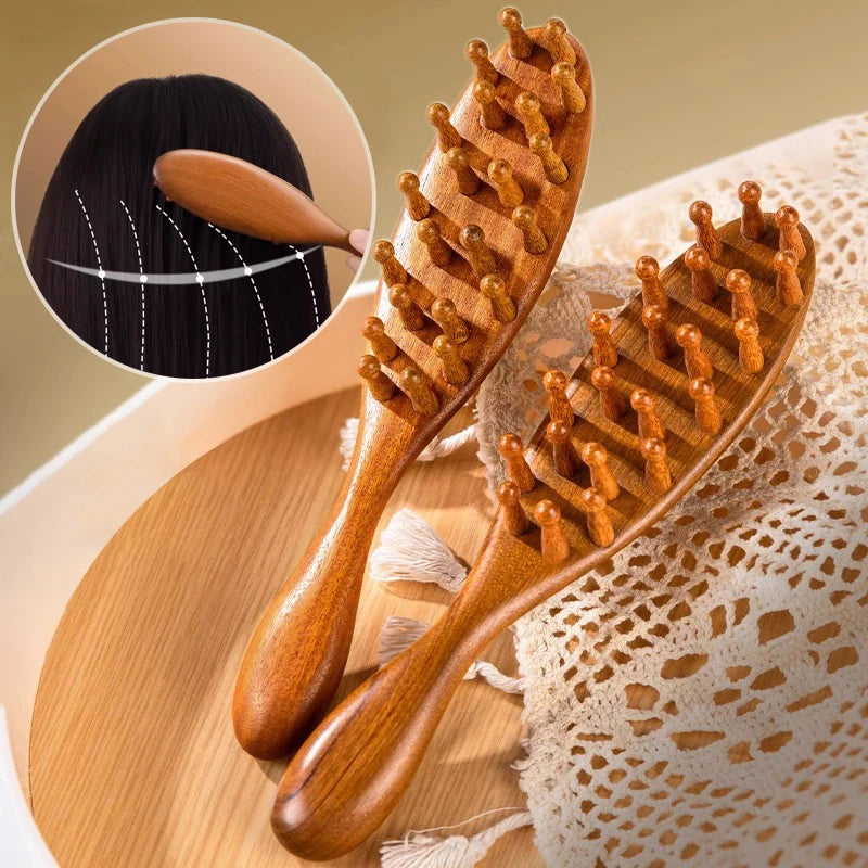 Head Scalp Meridian Comb Natural Sandalwood Long Handle Body Qme