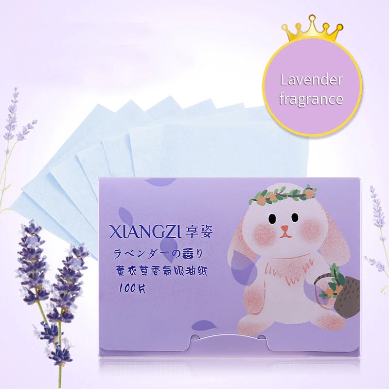 100 Protable Face Oil Blotting Paper Matting Wipes Facial Cleanser Qme Purple CN