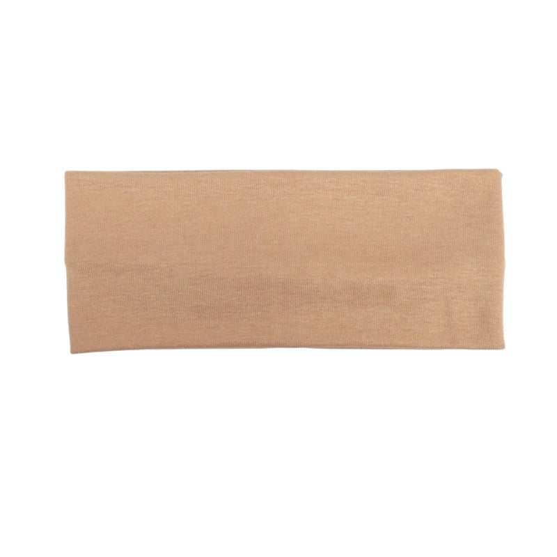Unisex Simple Solid Running Sports Yoga Headband Absorb Sweat Elastic Qme khaki