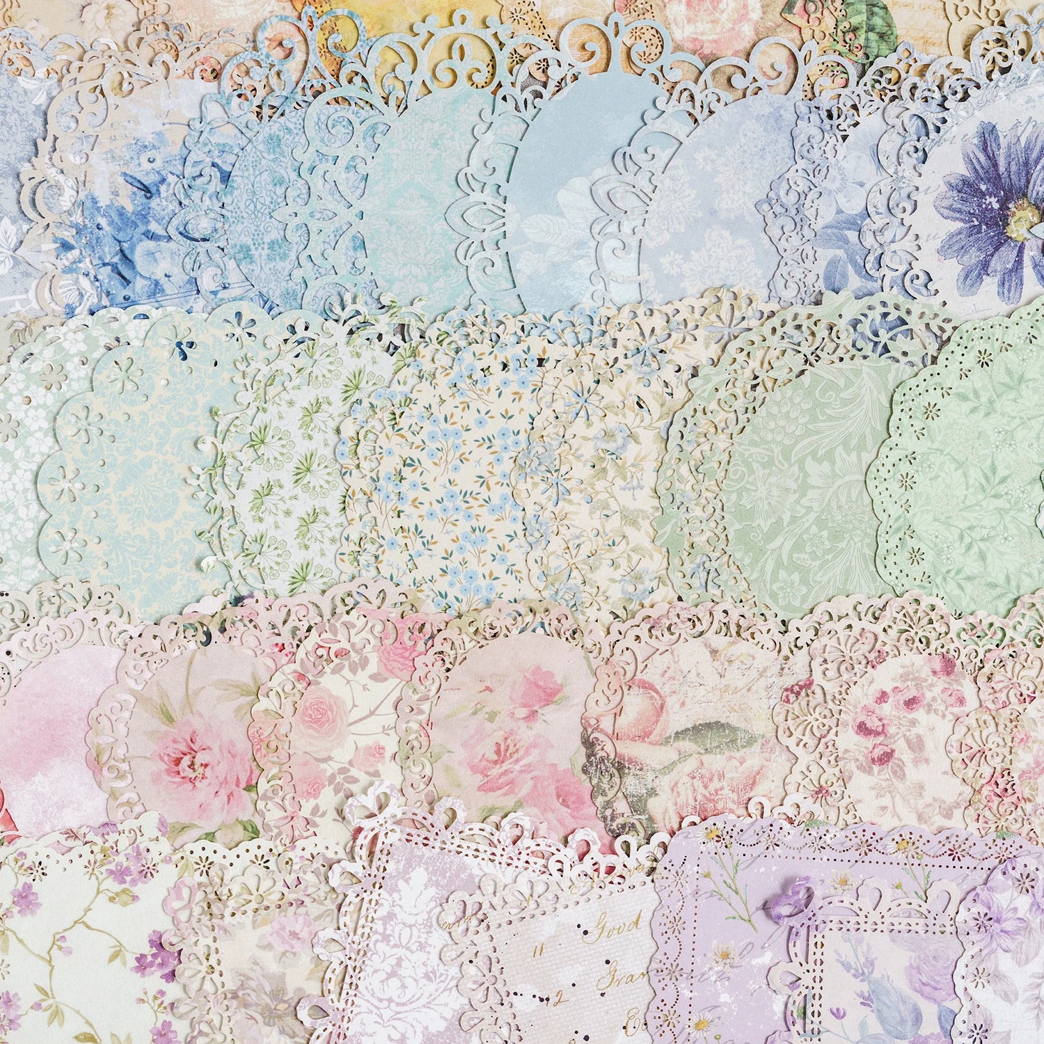 10 pcs Vintage Broken flower hollowed out lace paper Decorative Diy Scrapbooking Diary Album junk journal Collage material Qme