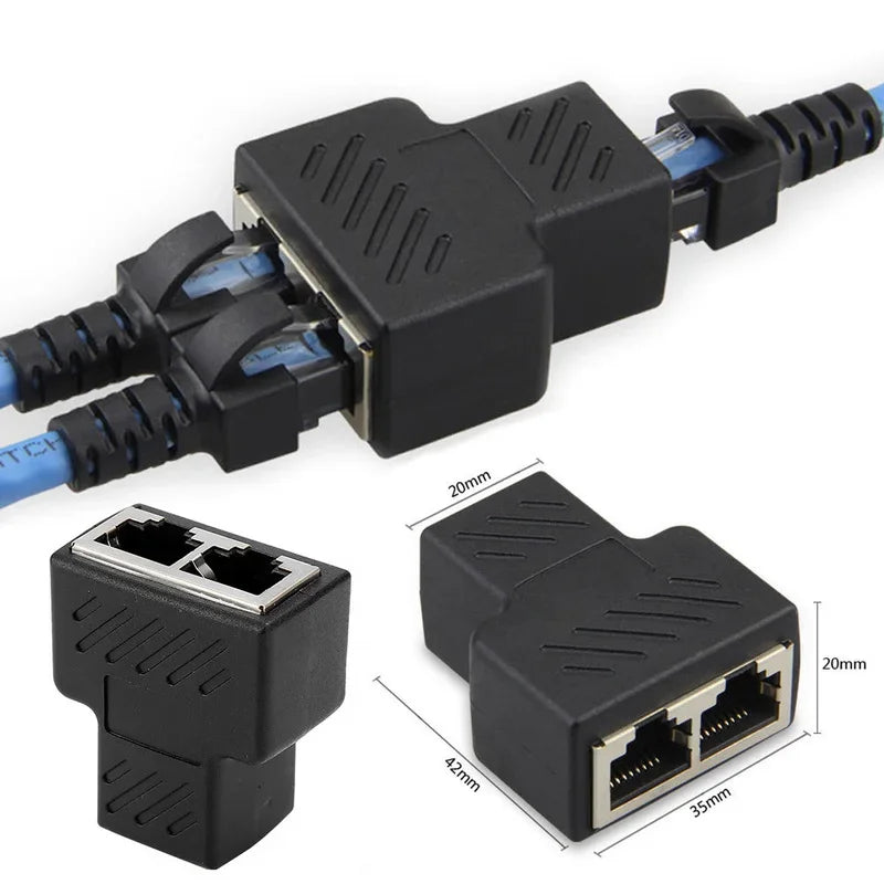 10pcs Black Ethernet Adapter Lan Cable Extender Splitter for Internet Connection Cat5 RJ45 Splitter Coupler Contact Modular Plug Qme