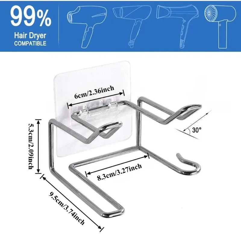 Self Adhesive Wall Mount Hair Dryer Holder Waterproof Rack Dyson Most Qme