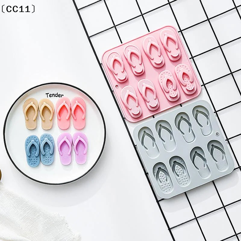 Beach Shoes Silicone Mold Summer Flip-flops Slipper Fondant Birthday Qme