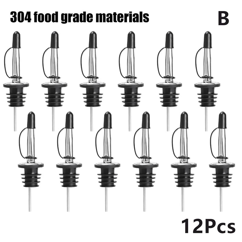 3 6 Stainless Steel Liquor Oil Wine Bottle Pourer Leak-proof Sealed Qme R 12PCS