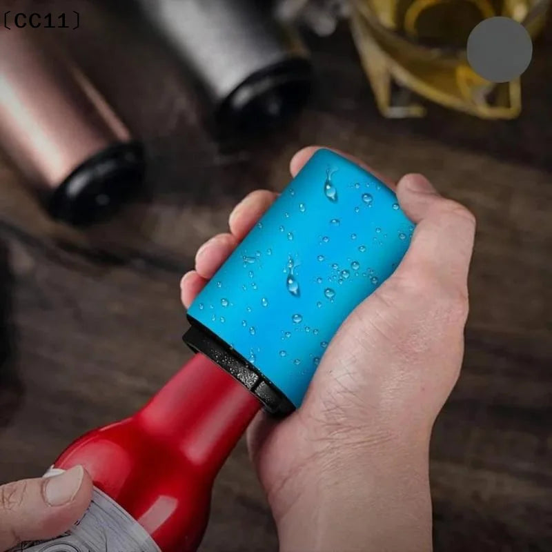 Automatic Stainless Steel Beer Bottle Opener Magnet Push Down Wine Qme