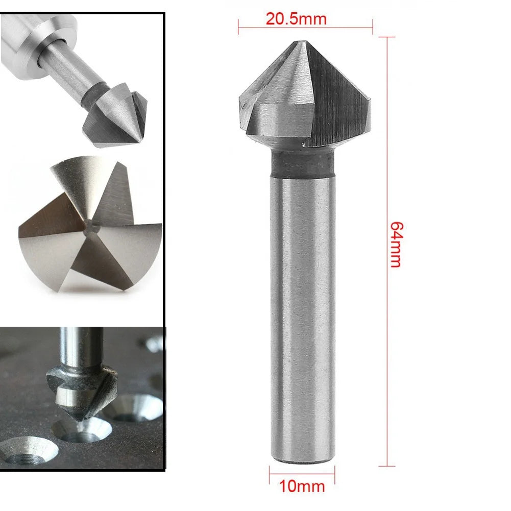 1 3 Flute Countersink Drill Bit 90 Degree Chamfering Tools Chamfer Qme 20.5mm