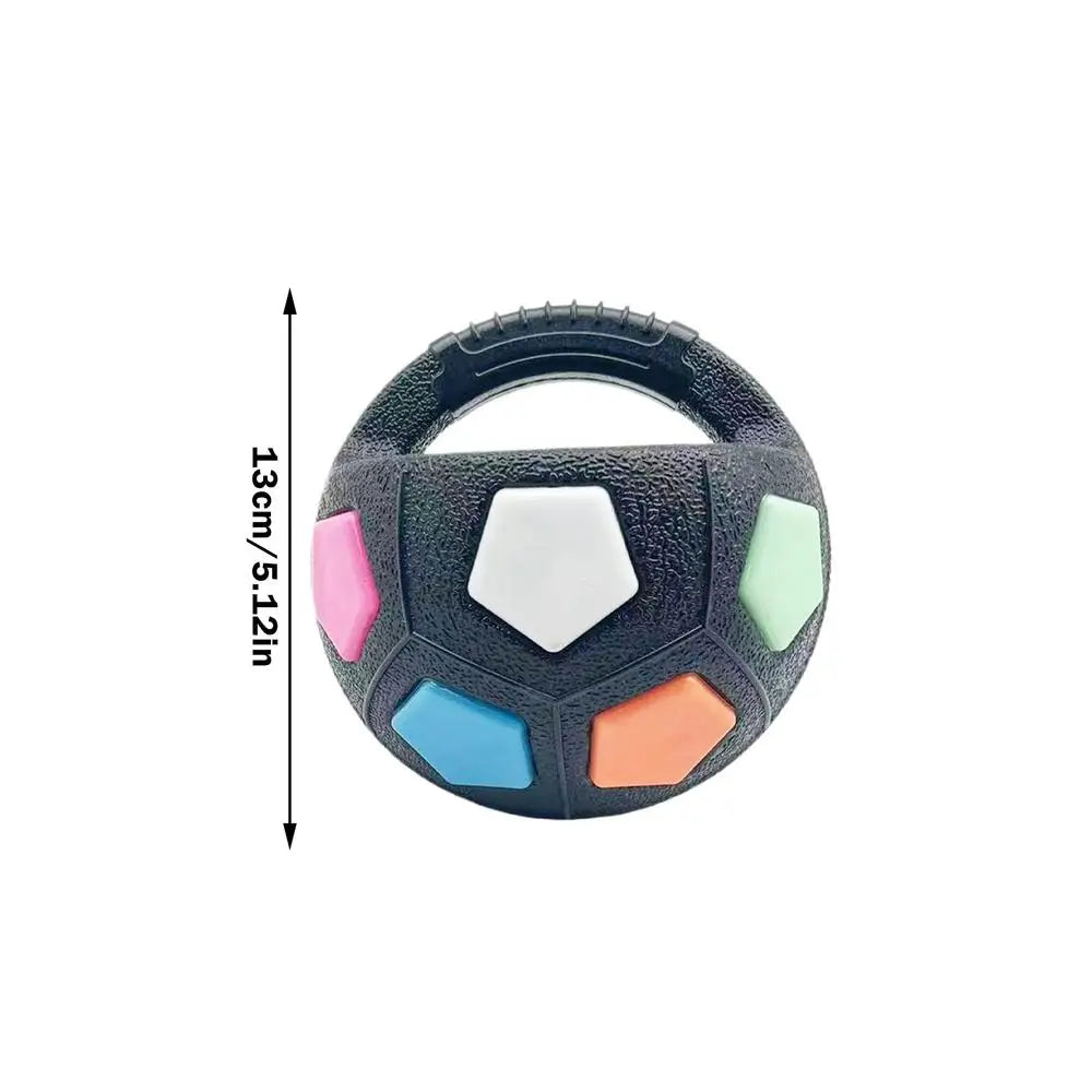 Dog Fetch Football Interactive Squeaky Handheld Round Football Dog Chewing Ball Pet Training Supplies For Aggressive Chewers Qme Black