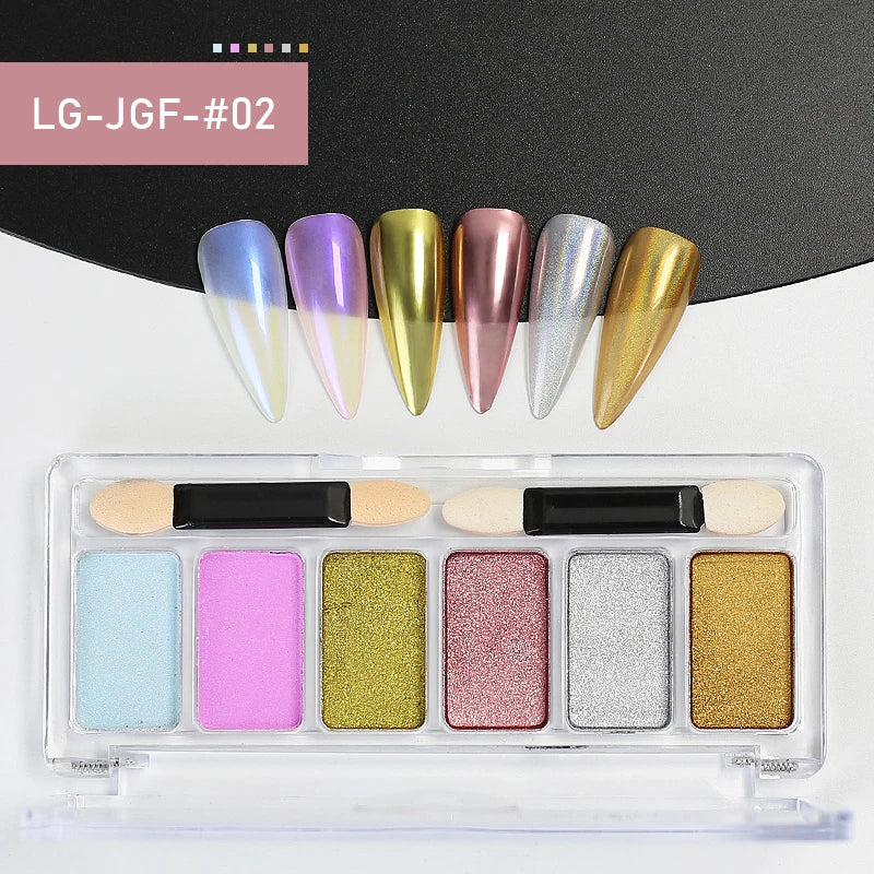 Arte Clavo 3 6 Colors Holographics Laser Aurora Solid Mirror Glitter Qme 6Colors-LG-JGF-02
