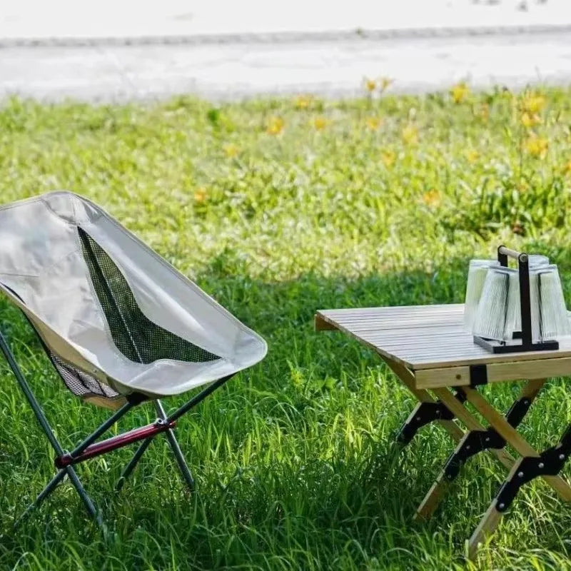Portable Aluminum Alloy Moon Chair Outdoor Dining Camping Leisure Qme