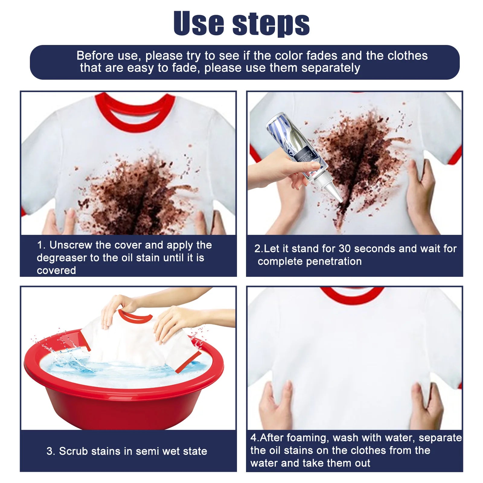 Clothes Oil Stain Remover Dust Cleaner Stubborn Dirt Oil Cleaning Washing Multipurpose Laundry Degreasing Agent for Fabric Cloth Qme