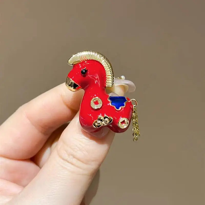 Cute Zodiac Pony Lion Dance Brooches Versatile Animals Horse Corsage Pins Clothing Accessories New Year's Gifts Qme