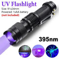 395/365nm UV Flashlight LED Ultraviolet Torch Zoomable Mini Ultra Violet Lights Inspection Lamp Pet Urine Stain Detector Tools Qme 395nm