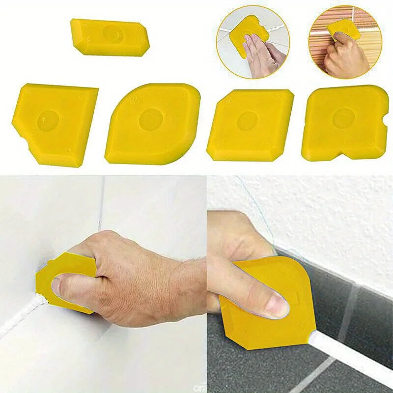 5pcs Scraper Tool Kit Grouting Set Smoothing Trowel Grout Remover Silicone Joint Filler Smoothing Spatula for Sealant Cleaning Qme