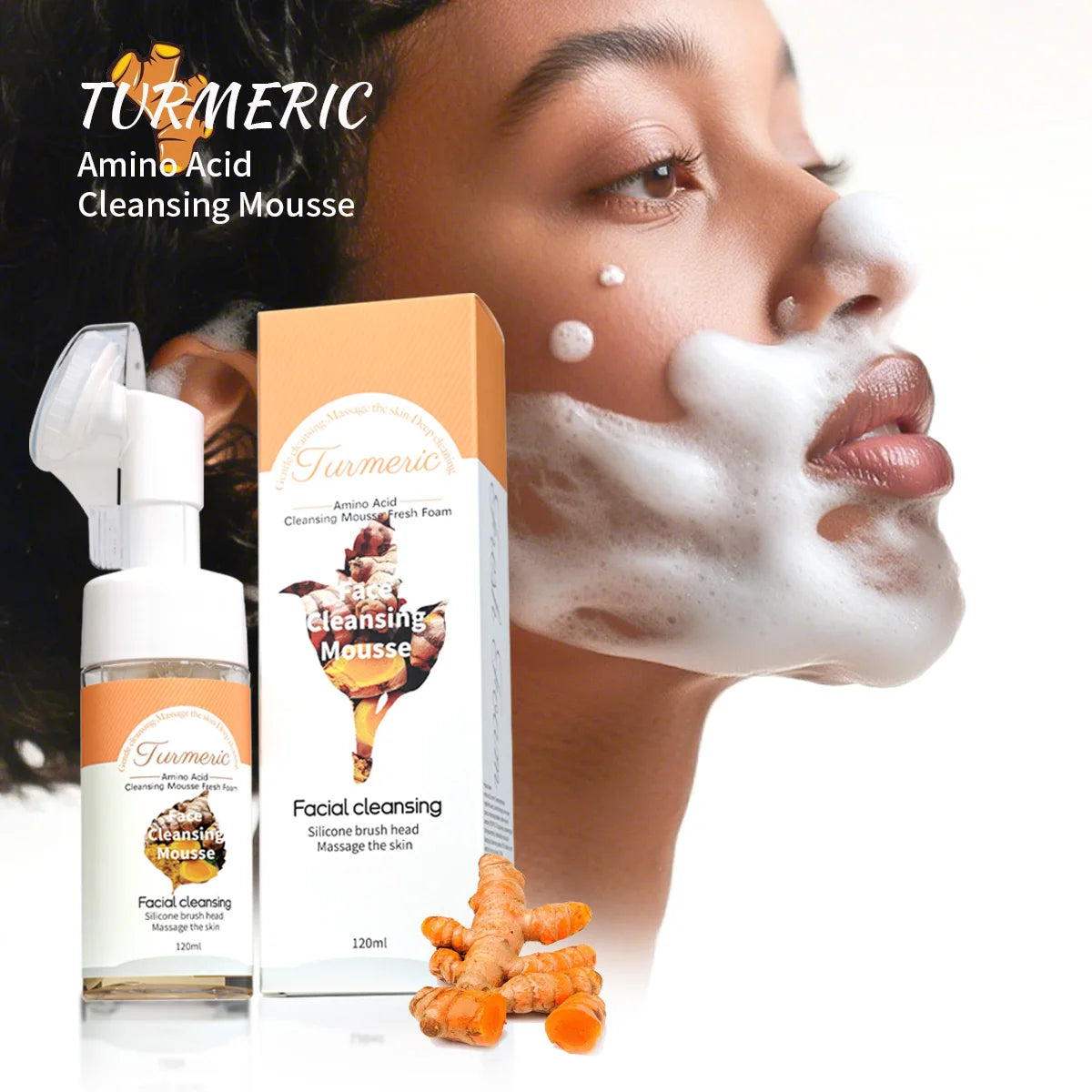 Turmeric Cleansing Mousse Deep Essence Brightens Skin Refreshing Qme 120ml