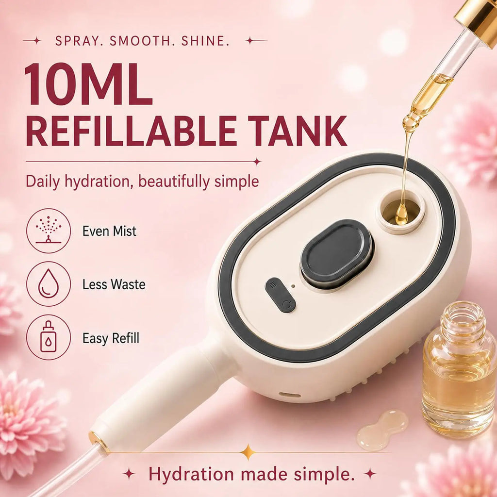 Electric Steam Brush Self-cleaning Anti-static Hair Water Spray Women Qme