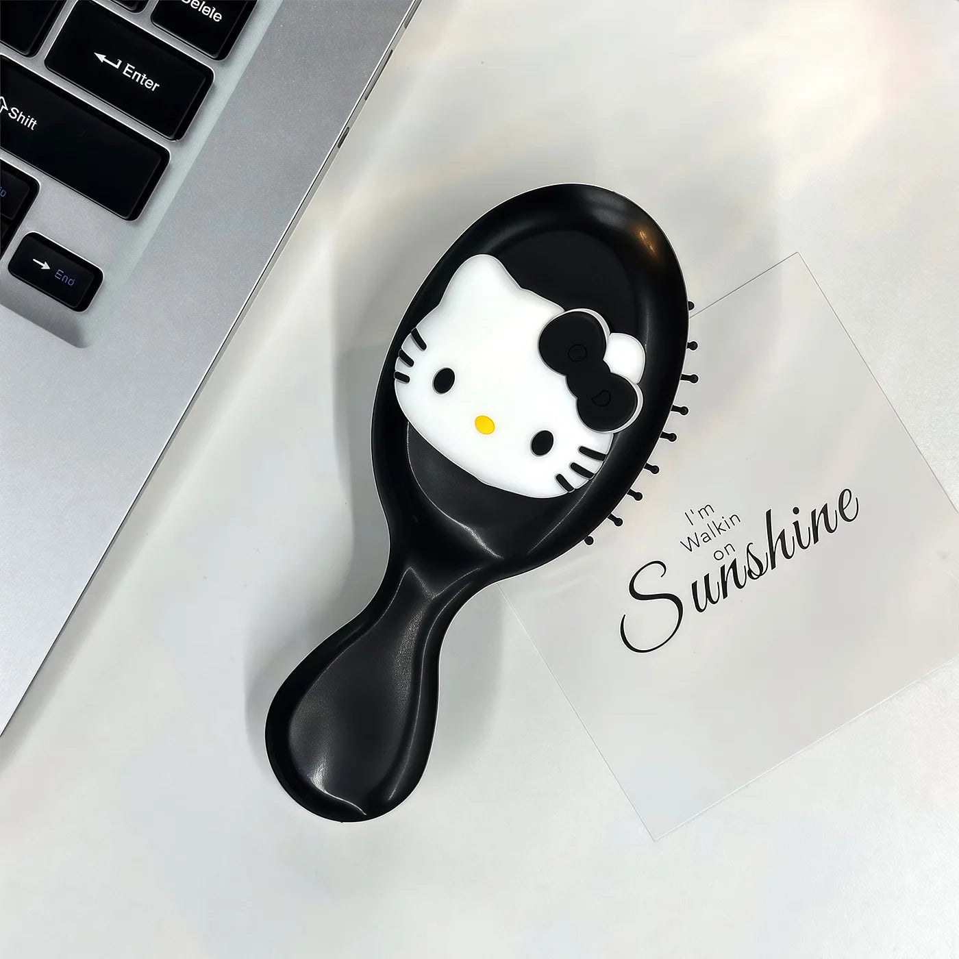 Cute Hello Kitty Black Air-cushion Comb 2-in-1 Mini Mirror Qme 1