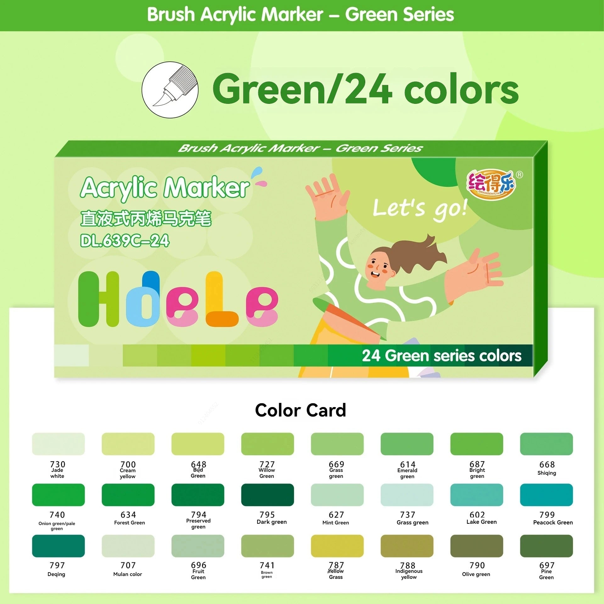 24 Colors Soft Brush Tip Acrylic Paint Markers Set,Waterproof Quick Dry for Fabric,Canvas,Ceramic,DIY Projects & Art Supplies Qme 639C-24