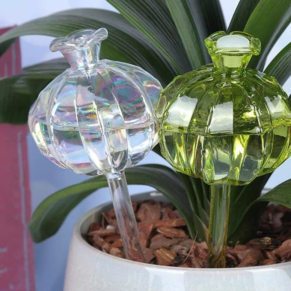 2PCS Pomegranate Flower Watering Machine Glass Creative Modeling Watering Machine Pot Lazy Watering Machine Qme