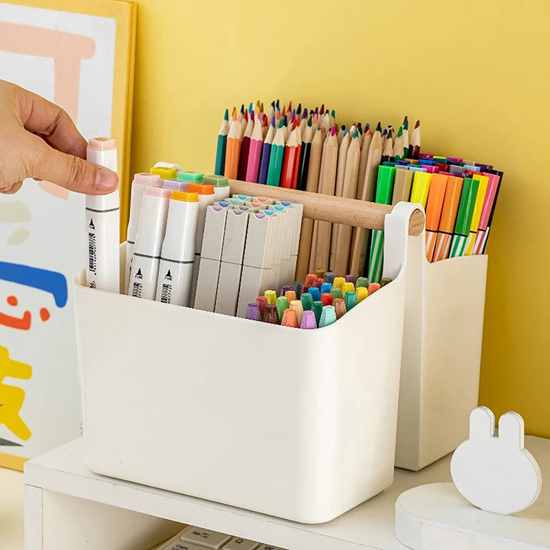 Large Capacity Multifunctional Storage Holder School Office Portable Pen Holder Storage Box Desktop Sundries Storage Basket Qme