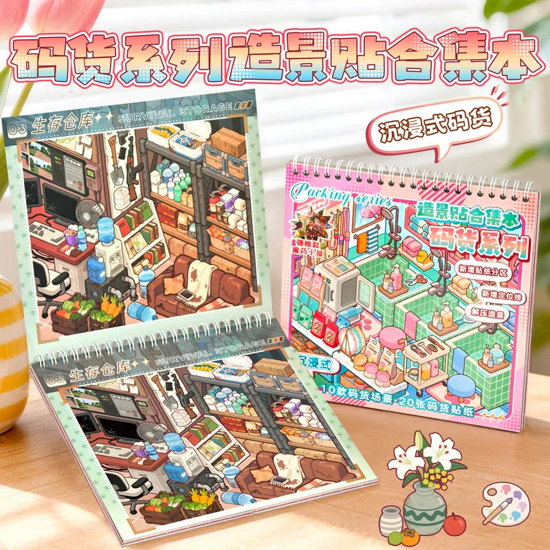 TIANZI 30/60 Pcs plus Size 3D Cartoon Castle Town Landscape Stickers DIY Aesthetic Scrapbook Decals Fun Creative Account Sticker Qme
