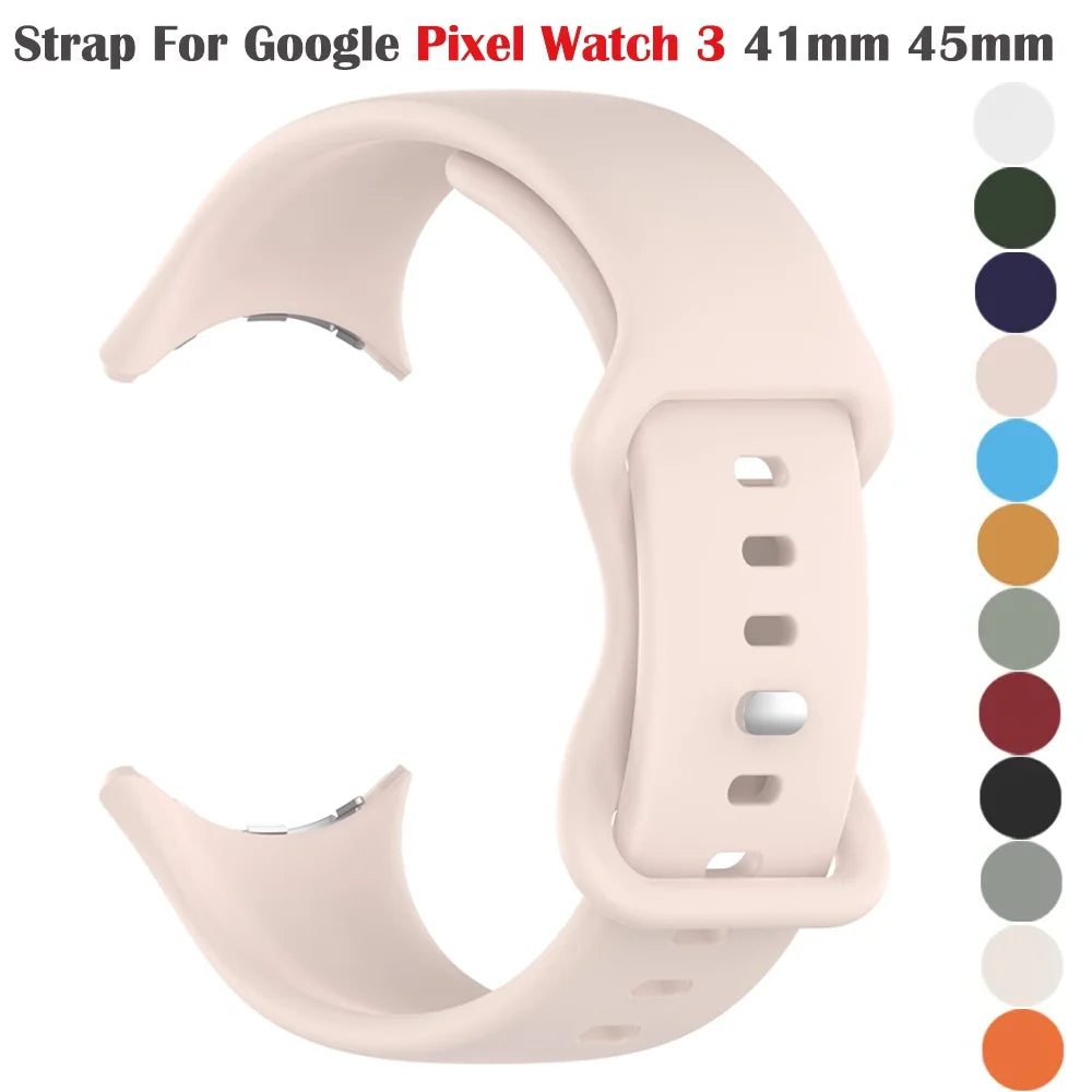 Silicone Strap for Google Pixel Watch 3 41 45mm Butterfly Buckle Sport Bracelet Correa for Google Pixel 2 1 Watch Accessories Qme