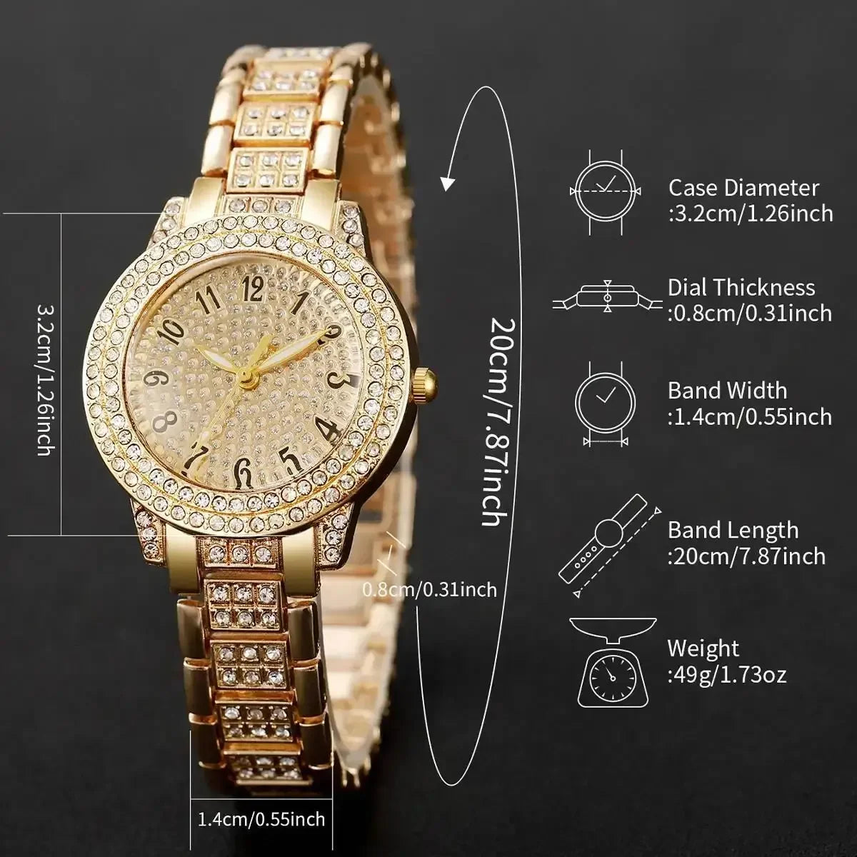 Ladies' Starry Sky with Diamonds Quartz Watch Light Luxury Digital Niche Tile Set Fashion Versatile Women's Watch Set Qme