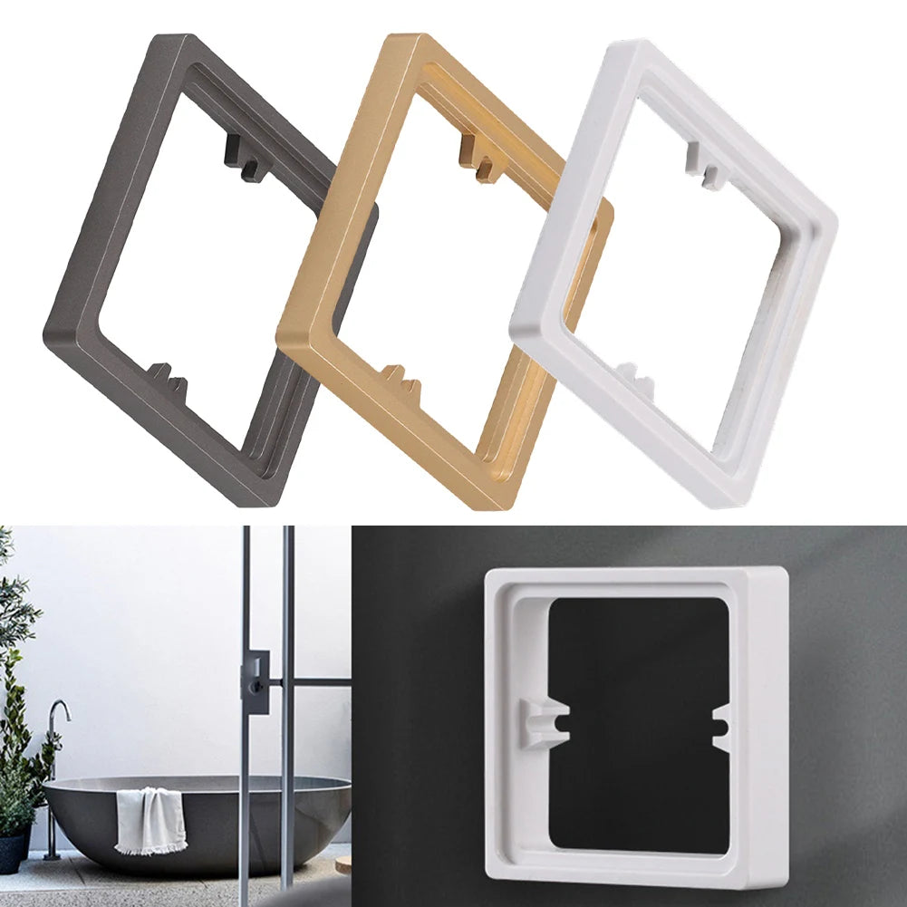 2pcs Switch Surround Plate Wall Panel Decoration 10MM Single Socket Spacer Socket Plate White Grey Gold Frame With 4x Screws Qme