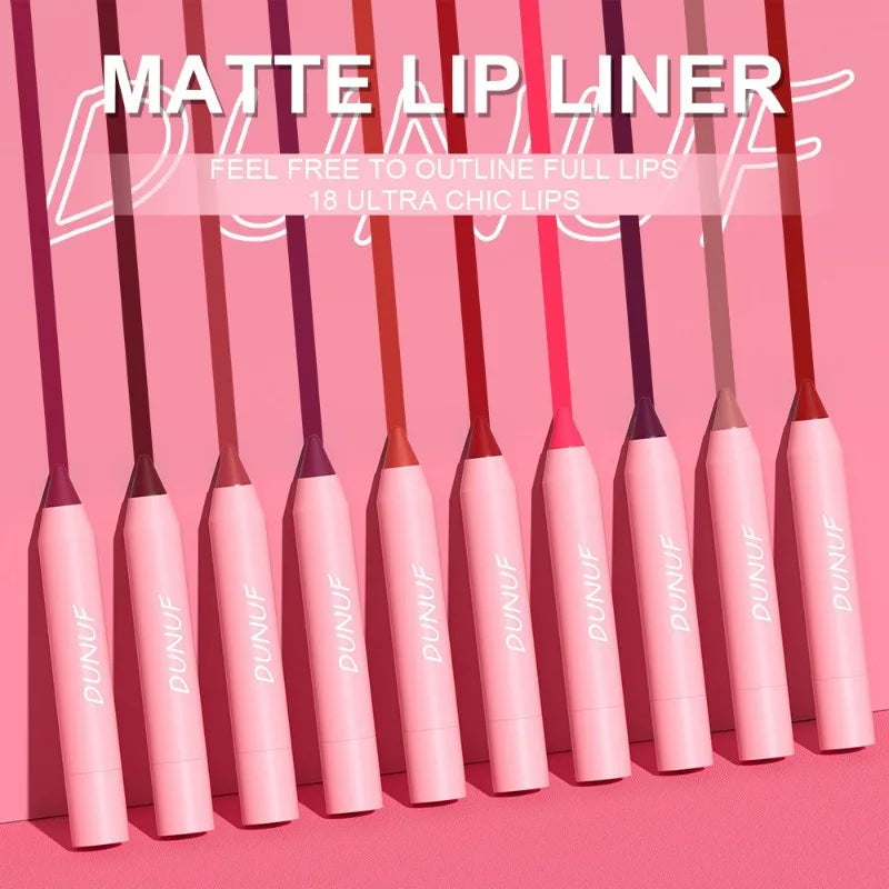 18 Colors Matte Lipstick Pen Soft Silky Velvet Lip Liner Pencil Sexy Full Color Lip Crayon Waterproof Lasting Beauty Maquillaje Qme