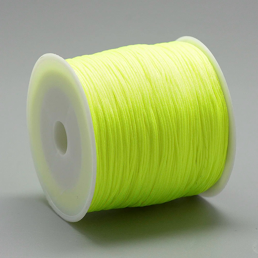 PandaHall 100m/Roll Nylon Thread Braided Chinese Knotting Cord for Jewelry Making, 0.8mm Hole String for DIY Bracelet Beading Qme Green Yellow