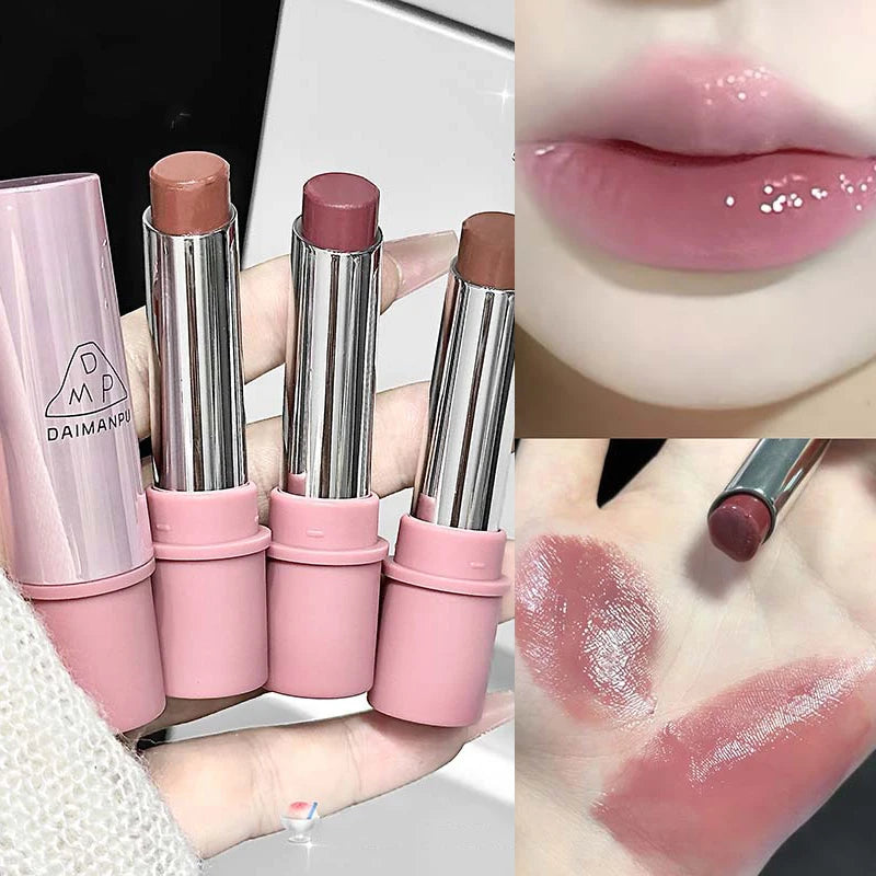 Hydrating Rose Brown Lipstick Waterproof Mirror Gloss Color Lip Balm Long-Lasting Wear Natural Shiny Finish Non-Drying Lip Care Qme