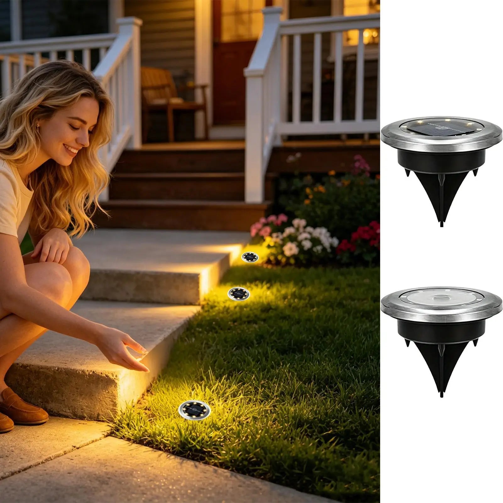 Pathway Lights Solar Powered 8-Piece Auto Off Bright Garden Outdoor Qme