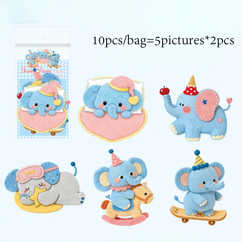 Plush-Style Cute Pet Large Sticker Pack, Decorative Stickers for Creation, Suitable for Gift Wrapping, Notebooks and Phone Cases Qme E