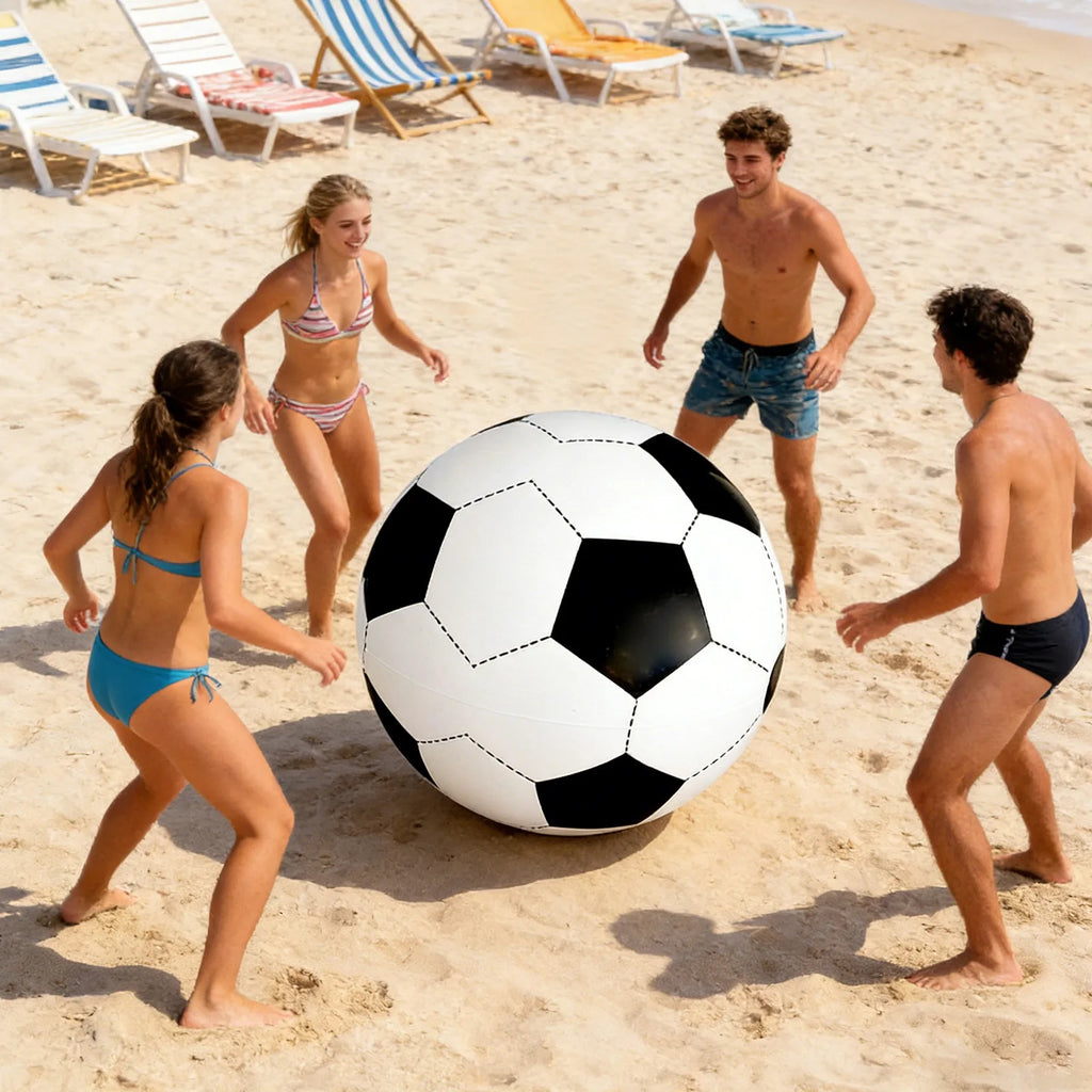 Inflatable Soccer Beach Ball Large Outdoor Inflatable Ball Beach Parent-Child Interactive Sports Game Supplies（Uninflated） Qme