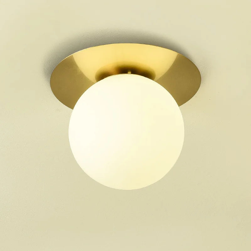 Nordic LED Ceiling Light Simple Bedroom Bedside Corridor Industrial Lighting Acrylic Ball Ceiling Lamp Gold Black Iron G9 Lamps Qme