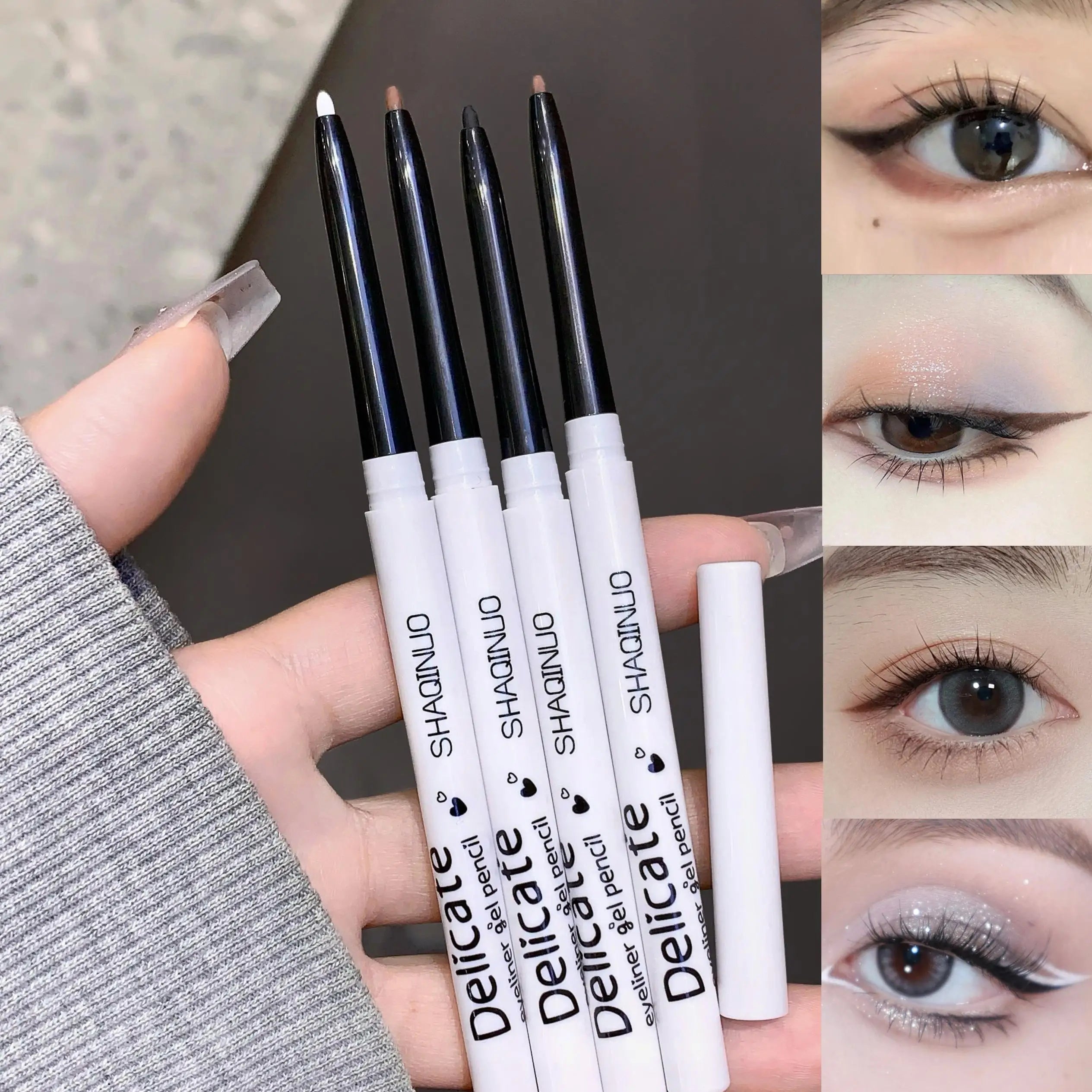 SHAQINUO Exquisite Eyeliner Gel Pen Waterproof Sweatproof Silkworm Qme
