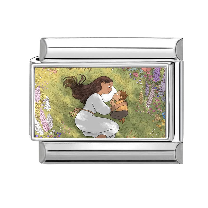 Love Mom Series Cute Child Star Flower Italian Charm Links Fit