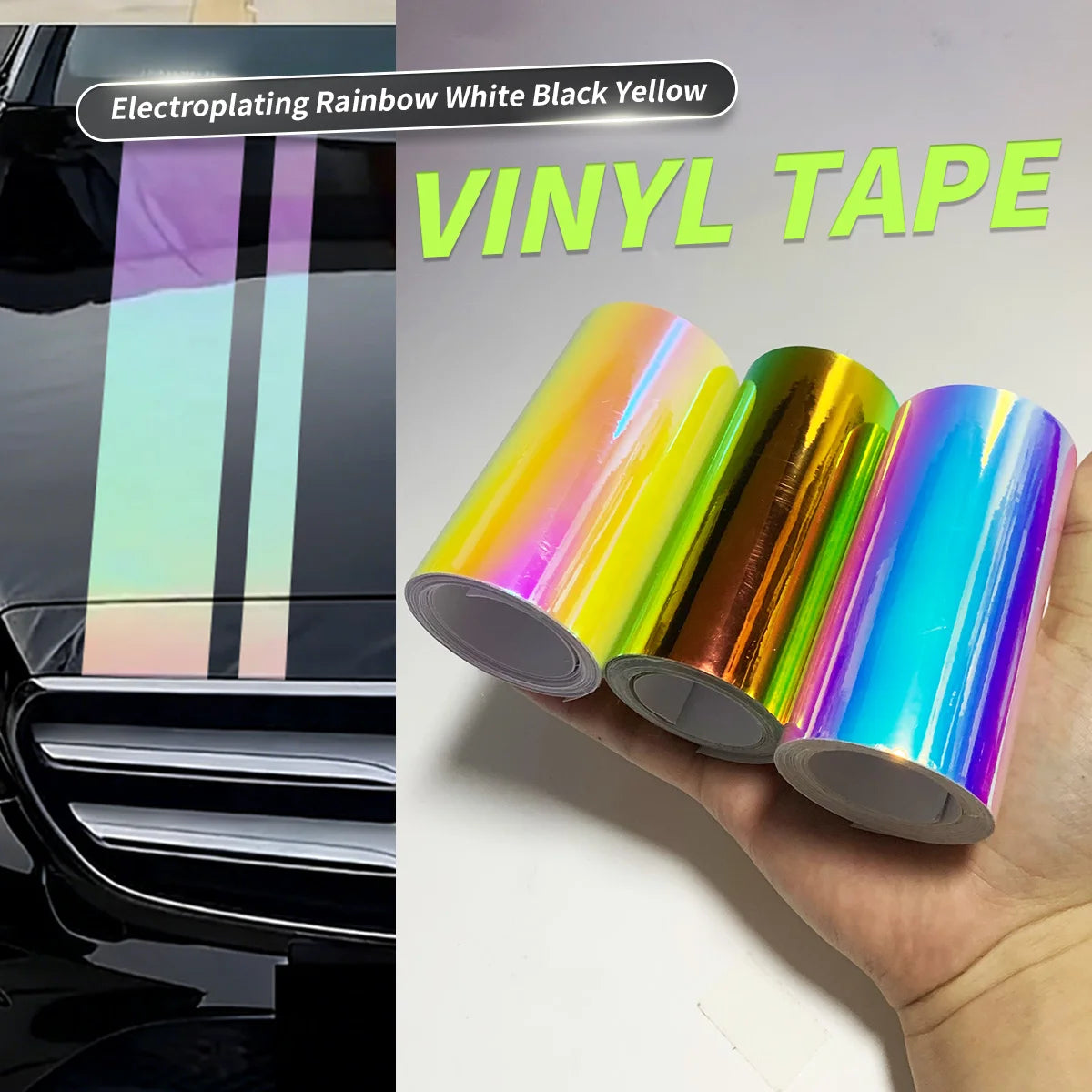 Glossy Colored Vinyl Sticker Self-Adhesive Waterproof White Black Pink Motorcycle Engine Hood Decal Car Design Decoration Qme
